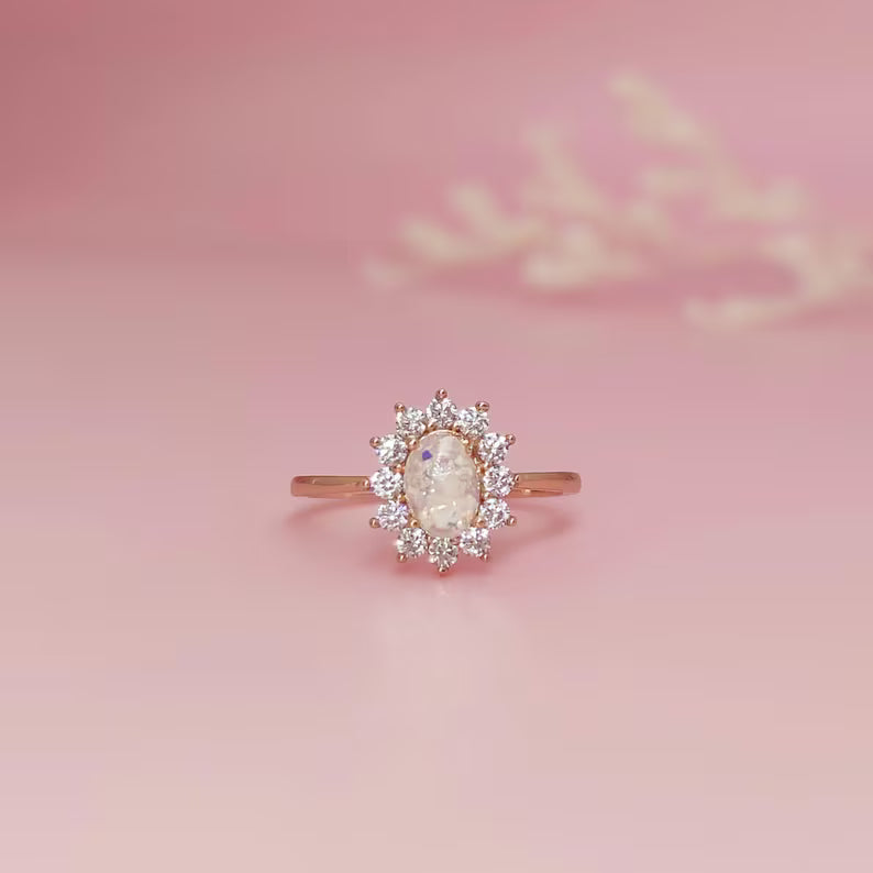 Cremation Starburst Oval Ring